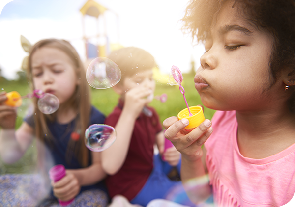 Kids Blowing Bubbles at Milton Ontario Summer Camp